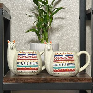 Fun Vintage Figural Colorful Hand Painted Llama Peruvian Ceramic Coffee Mug